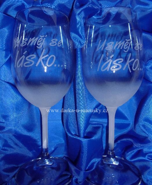 Svatební skleničky na víno - 300ml - Usměj se lásko...