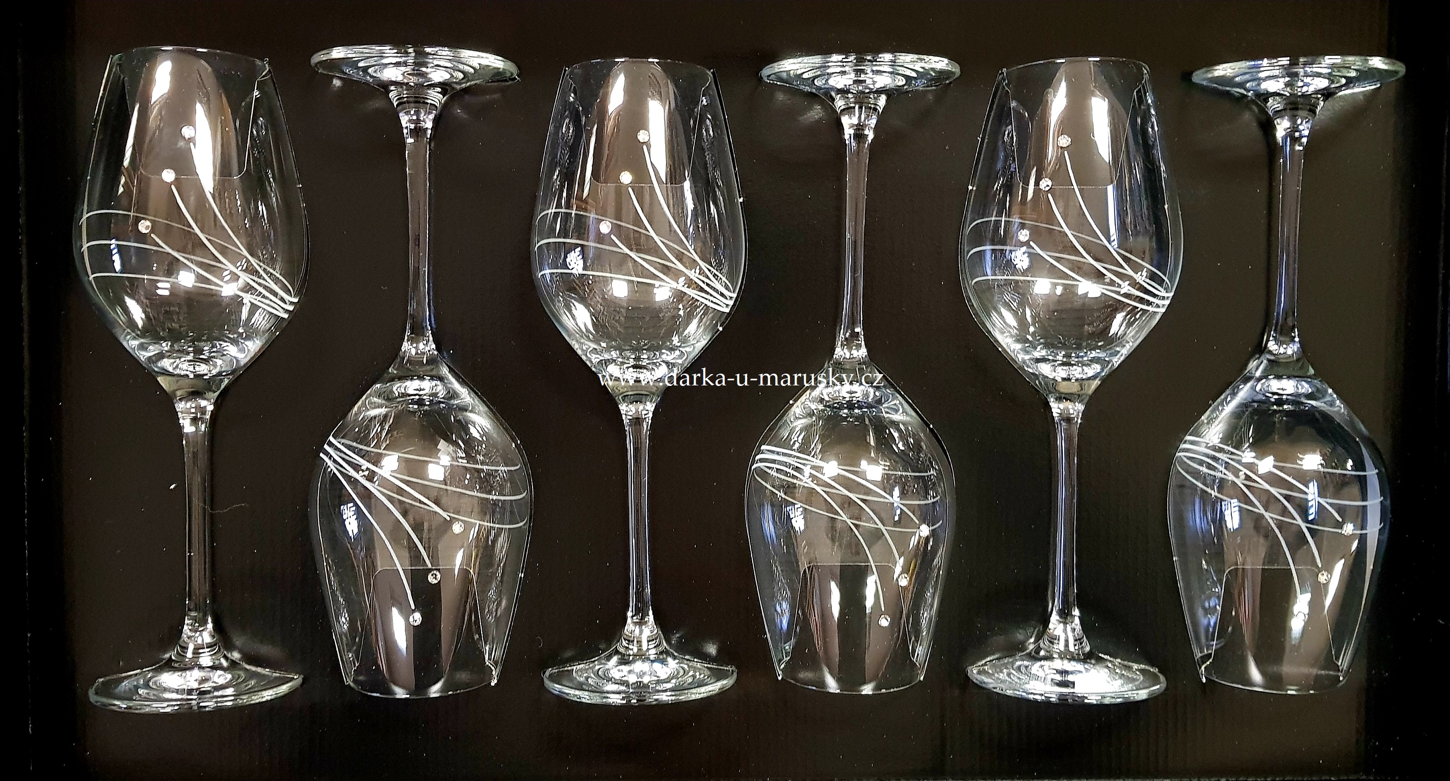 Skleničky na víno s kamínky SHINY GLASSES (360 ml) - sada 6 ks