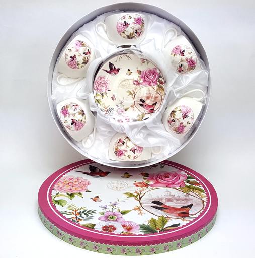 Sada 6ks porcelánový šálek s podšálkem v boxu 250ml