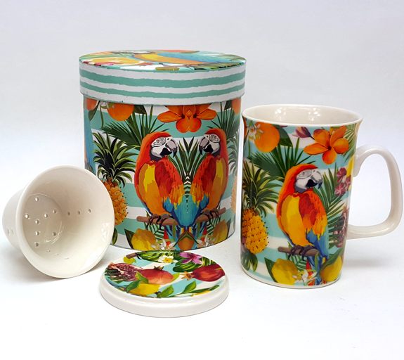 TROPIC - Hrnek porcelánový se sítkem a víčkem 320ml v boxu