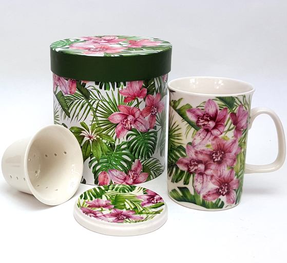 EXOTIC - Hrnek porcelánový se sítkem a víčkem 320ml v boxu