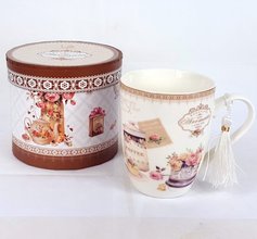 Porcelánový snídaňový hrnek v dárkovém boxu -375ml - Aromantic