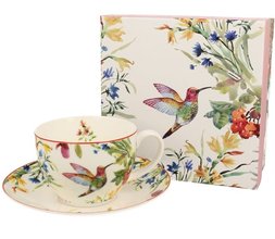 Porcelánový šálek s podšálkem v boxu 250ml - dekor Lucci Luc - růže