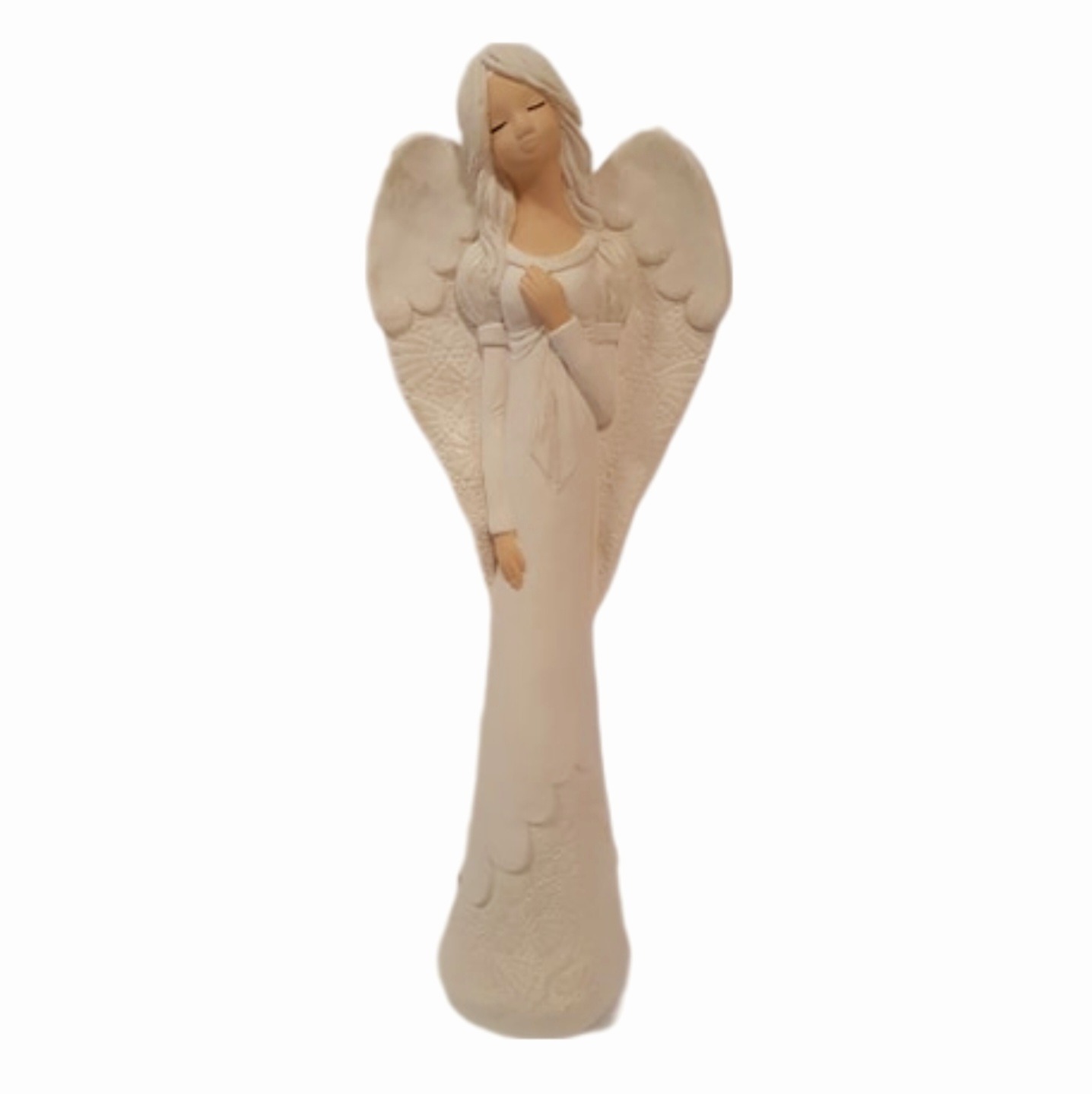 Anděl dívka Charlotte s mašlí - v bílé nebo v béžové barvě - výška 42cm