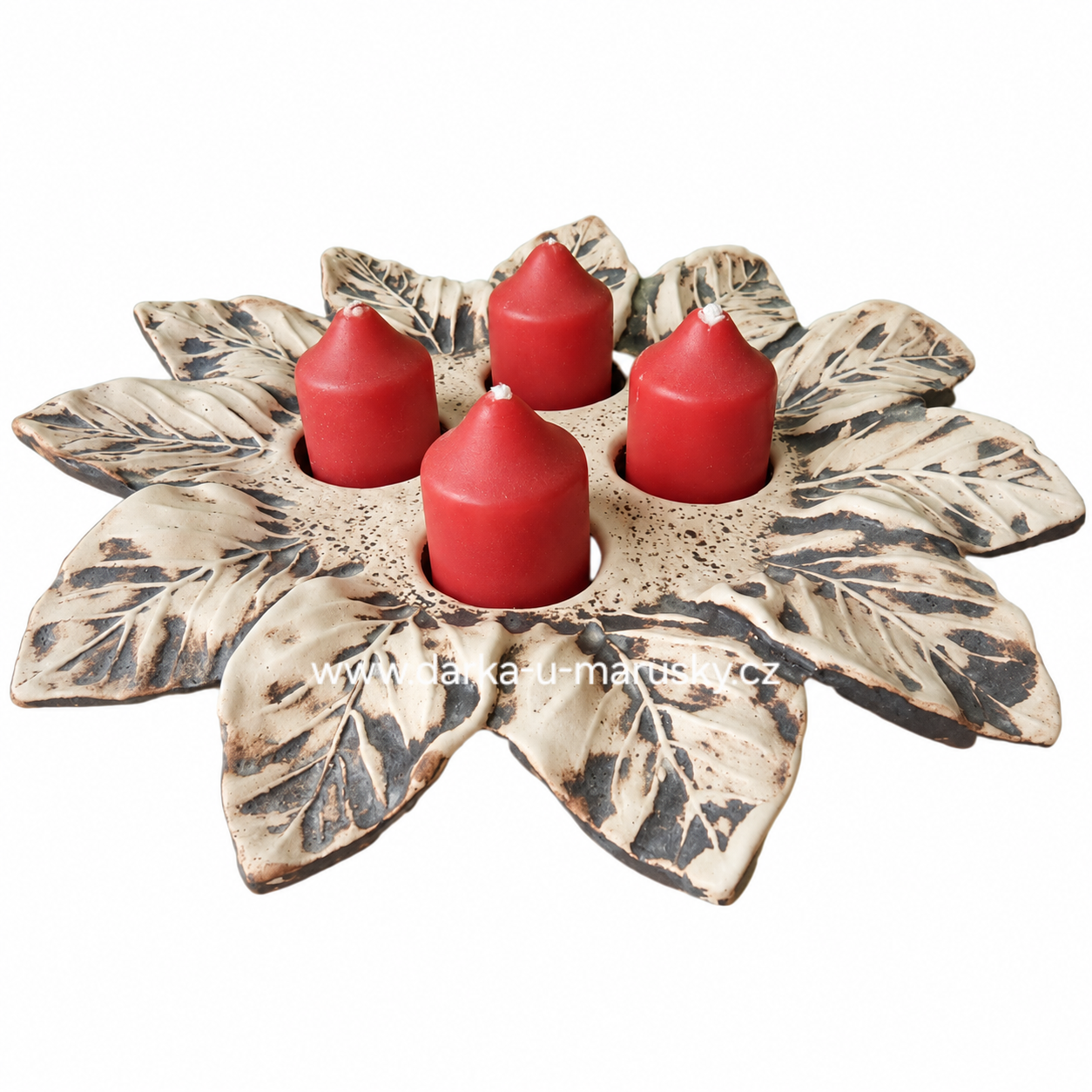 Adventní svícen - ručně malovaná keramika - v přírodní barvě - průměr 29cm