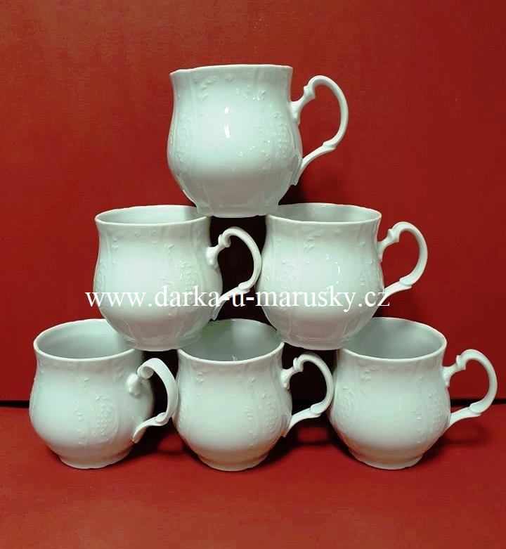 Porcelánová souprava 6 hrníčků - Bílá krajka