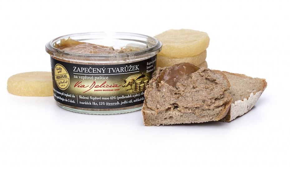 Zapečený tvarůžek na vepřové paštice 130g