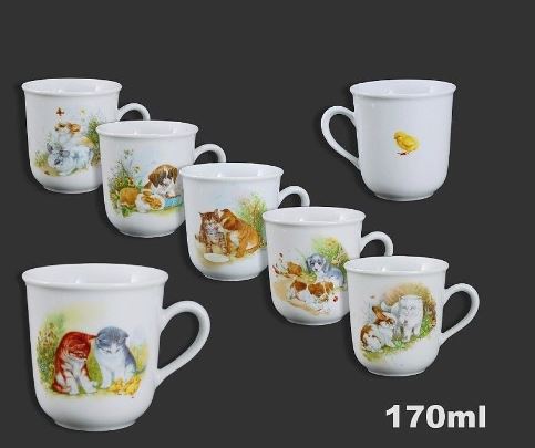 Hrnek dětský 170 ml domácí zvířátka (sada 6ti kusů) - mláďátka