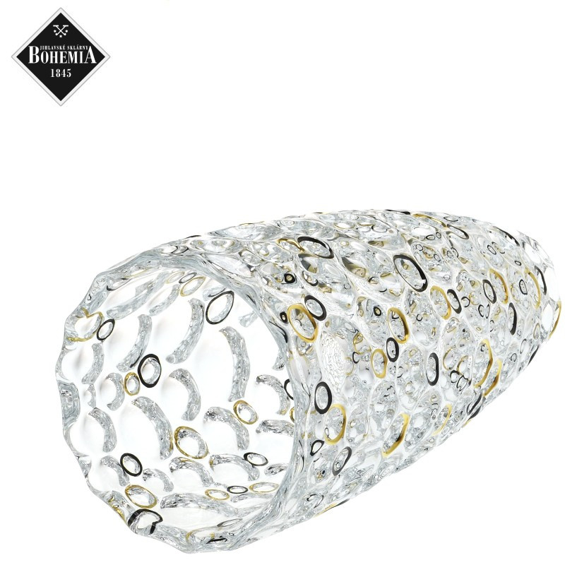 Váza křišťál 35cm - Lisbolella - black and gold circles