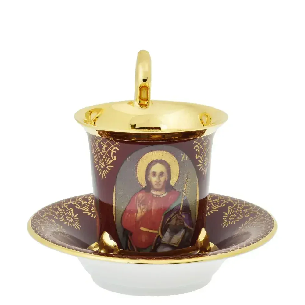 Šálek s podšálkem 200 ml - náboženský dekor - bordeaux varianta