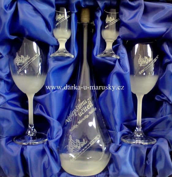 Velká pískovaná souprava s dekorem flétny č.14 - Nejlepšímu učiteli