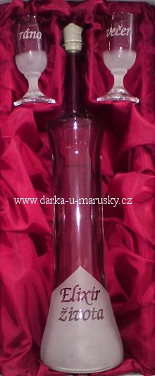 Pískovaná láhev 2+1 / Elixír života Částečně zapískovaná