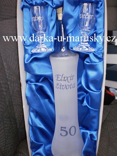 Pískovaná láhev 2+1 /Elixír života ,,50"celopískovaná