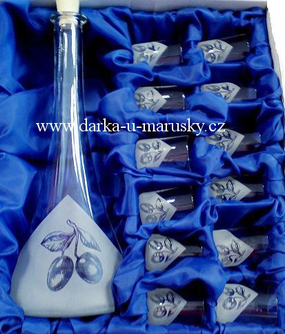 Pískovaná velká sada kónická 12 + 1 dekor švestky