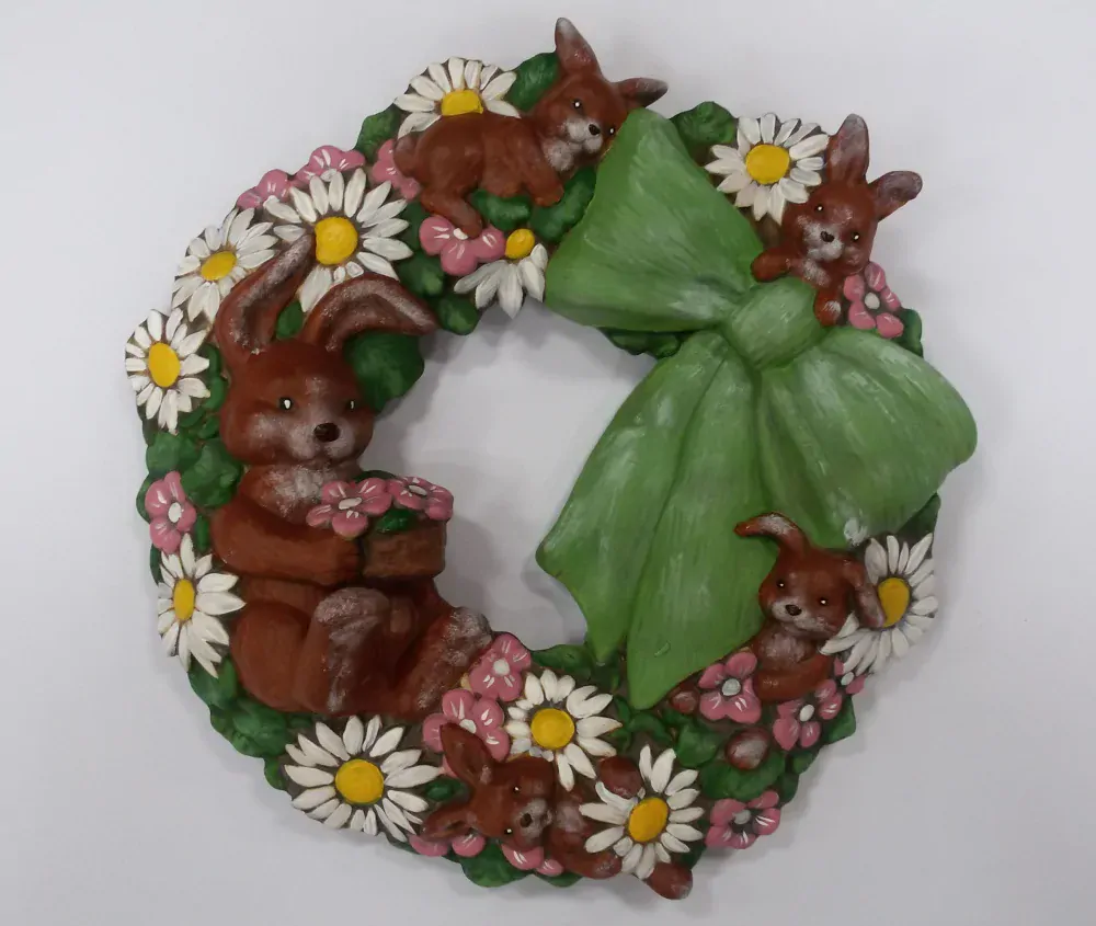 Zajíček - Velikonoční věnec - Ručně malovaný P