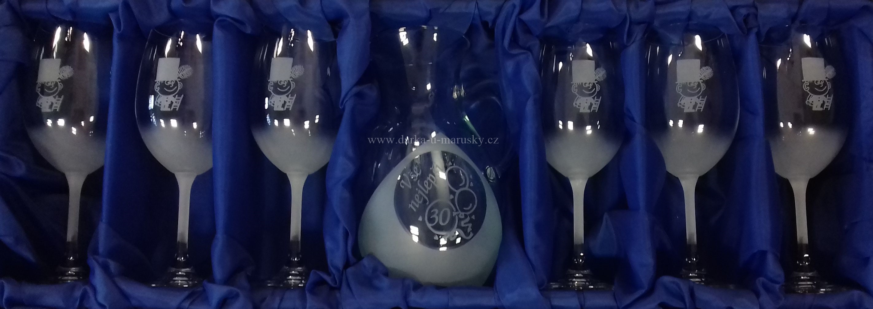 Pískovaná someliérská souprava 6+1 - Kominík s balónky