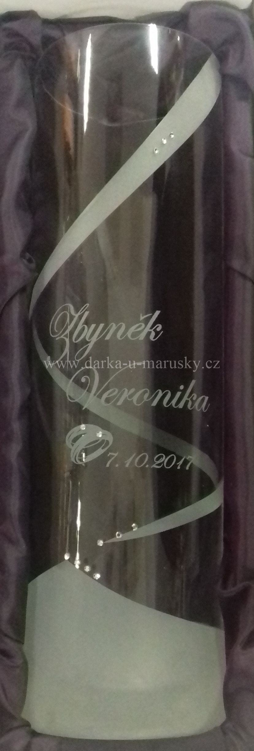 Luxusní svatební váza Válec XL - spirála s kamínky