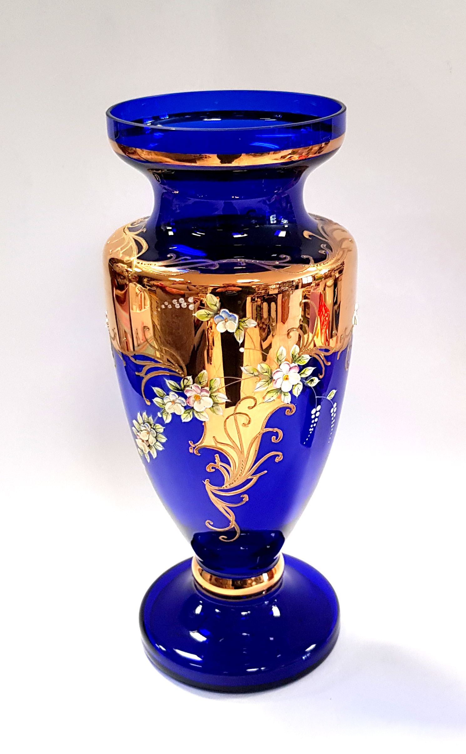 Luxusní smaltová váza - B05, 30,5cm v modré barvě