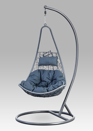 Závěsné šedé ratanové křeslo AZ-005 GREY