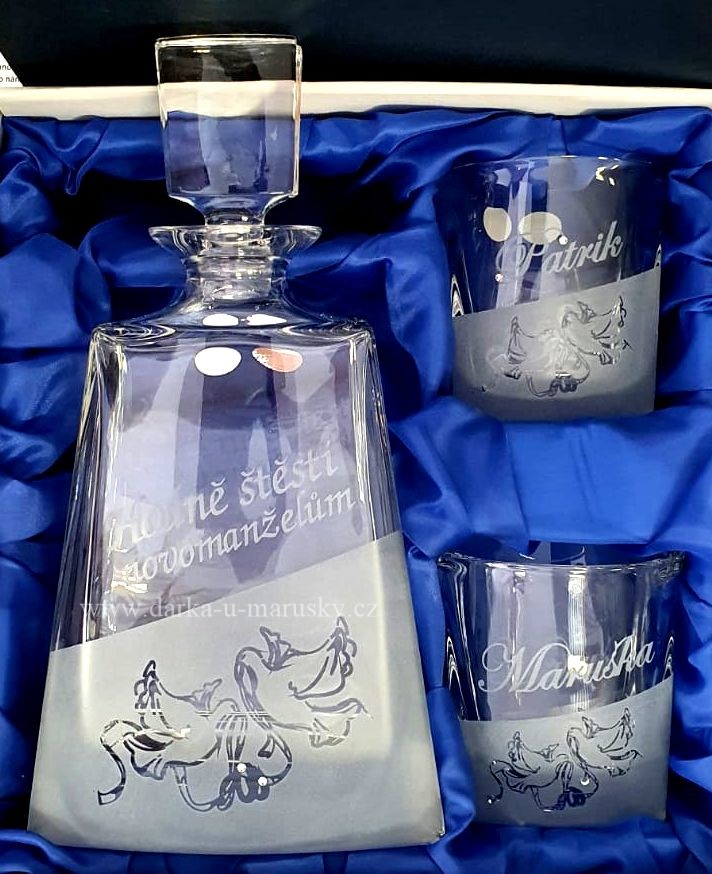 Luxusní svatební whisky souprava 2+1 Samantha - hrdličky