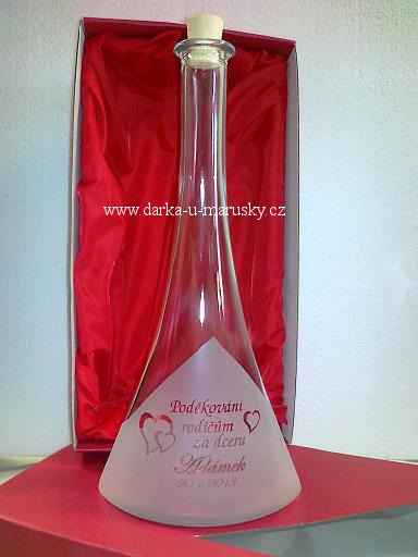Pískovaná láhev - Poděkování rodičům za dceru