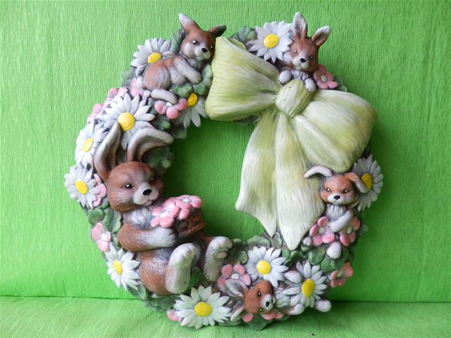 Zajíček - Velikonoční věnec - Ručně malovaný P