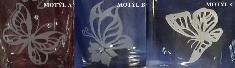 Pískovaná souprava Rosa - Motýl B s kamínky