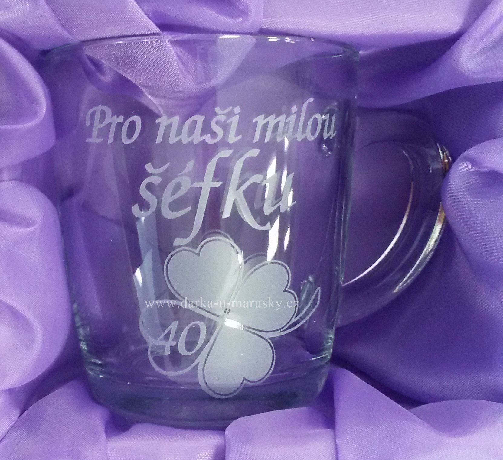 Pískovaný hrníček Niky - Čtyřlístek č.1