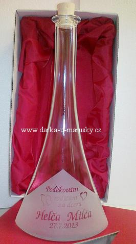 Pískovaná láhev - Poděkování rodičům za dceru