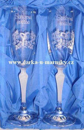 Skleničky na sekt Lucie k výročí sňatku / Stříbrná svatba