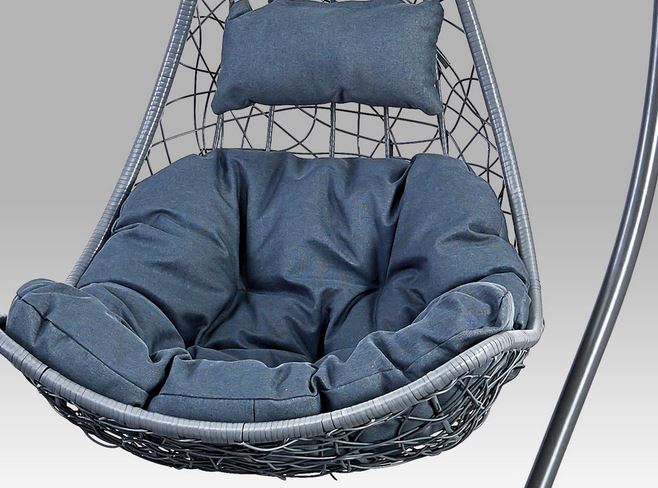 Závěsné šedé ratanové křeslo AZ-005 GREY