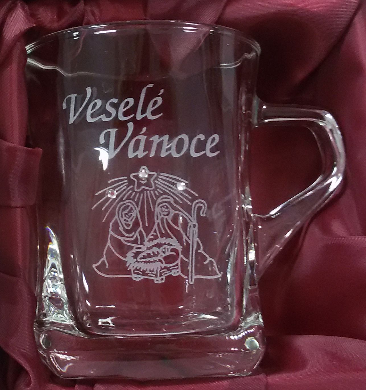 Pískovaný hrníček Geo nízký - Veselé Vánoce - Betlém