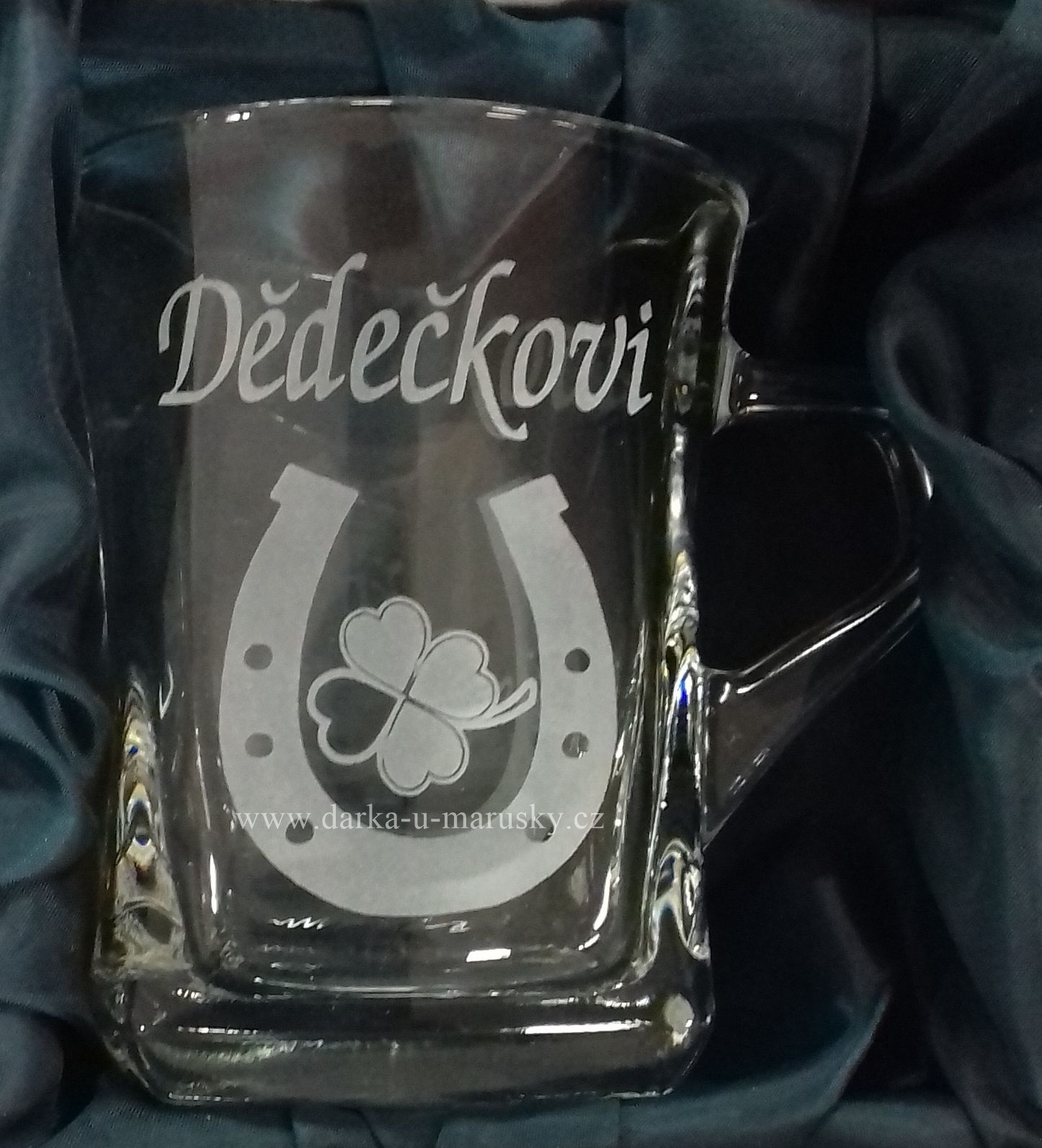 Pískovaný hrníček Geo nízký - Podkova+čtyřlístek B